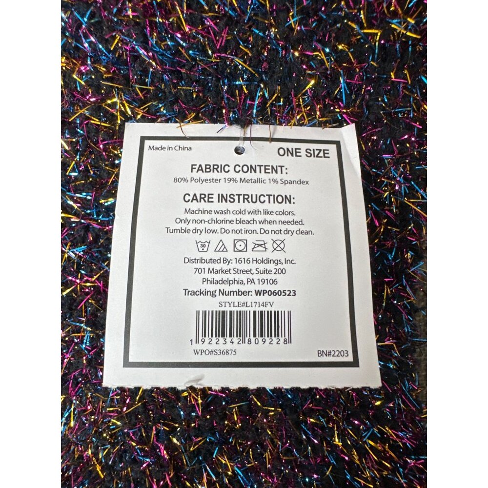 Sparkly Multicolor Fuzzy Socks w/ Metallic Thread One Size Soft & Cozy For Women - Picture 4 of 4